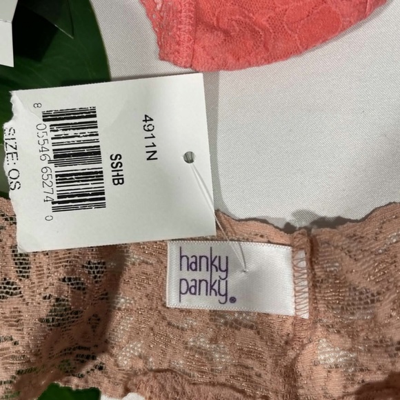 NWT $44 2pc Hanky Panky [ O/S ] Lace Low Rise‎ Thong in Desert Rose & Coral - Picture 8 of 13